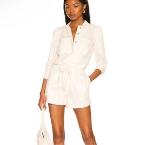 NWOT 1.STATE Toasted Ivory Twill Romper Long Sleeve S